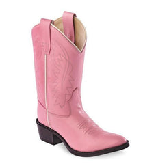 Old West Pink Childrens Narrow J Toe Boots - Flyclothing LLC