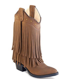Old West Chocolate Nubuck Childrens Narrow J Toe Boots - Old West