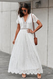 Scalloped Trim Lace Plunge Dress - Trendsi