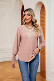 Contrast Flounce Sleeve Blouse - Trendsi - Flyclothing LLC