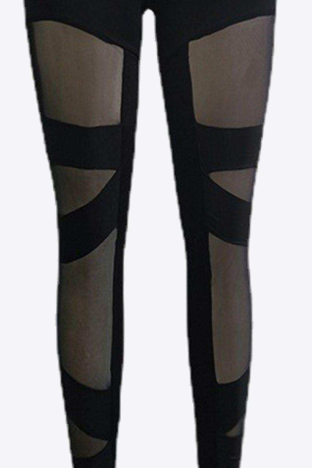 Spliced Mesh Leggings - Trendsi - Flyclothing LLC