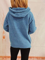 Drawstring Long Sleeve Hooded Sweater - Trendsi - Flyclothing LLC