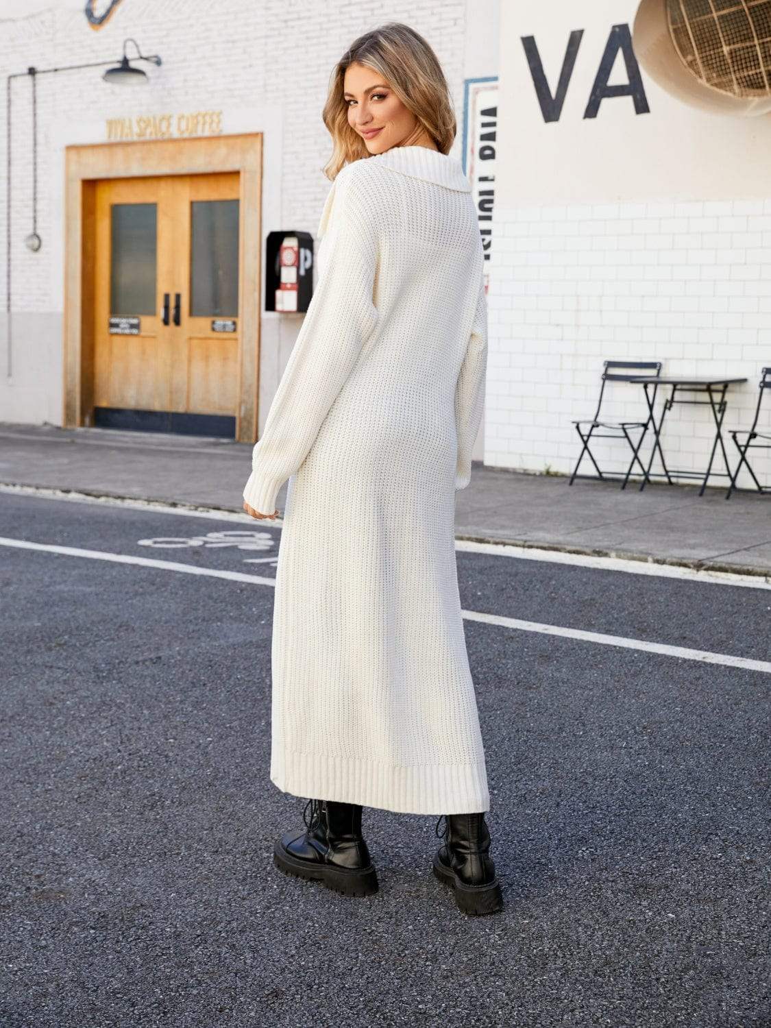 Full Size Collared Open Front Duster Cardigan - Trendsi - Flyclothing LLC