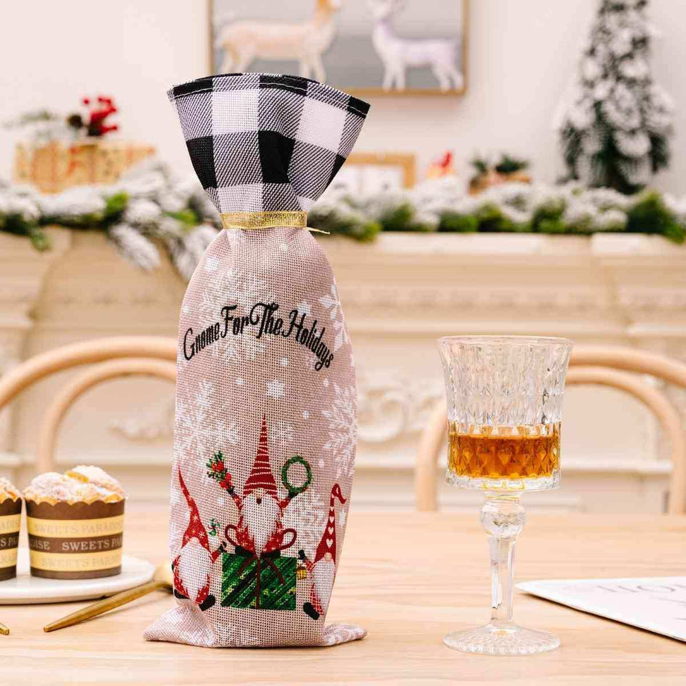 2-Piece Christmas Plaid Wine Bottle Covers - Trendsi - Flyclothing LLC