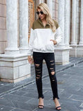 Pocketed Color Block Quarter Zip Hoodie - Trendsi - Flyclothing LLC