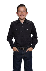 Ely Cattleman Boys L/S Black Solid Snap Shirt - Ely Cattleman