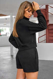 Half Button Sweatshirt and Shorts Active Set - Trendsi - Flyclothing LLC
