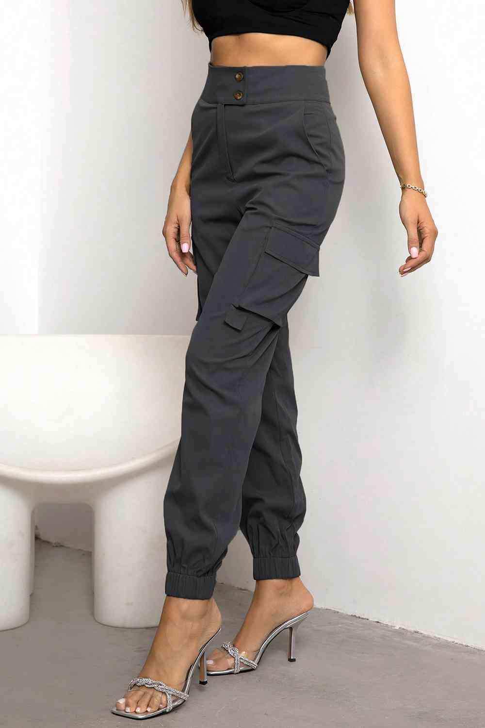 High Waist Cargo Pants - Trendsi - Flyclothing LLC