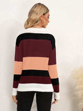 Striped Round Neck Dropped Shoulder Sweater - Trendsi - Flyclothing LLC