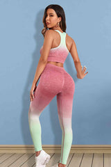 Gradient Sports Tank and Leggings Set - Trendsi
