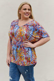 Be Stage Full Size Printed Dolman Flowy Top - Trendsi - Flyclothing LLC