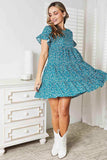 Double Take Short Flounce Sleeve Tiered Dress - Trendsi - Flyclothing LLC