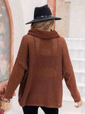 Openwork Mock Neck Dropped Shoulder Sweater - Trendsi - Flyclothing LLC