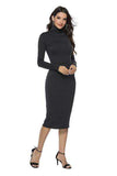 Ribbed Turtleneck Long Sleeve Dress - Trendsi - Flyclothing LLC
