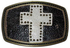 Leather Cross Studded Buckle - Flyclothing LLC