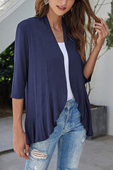 Open Front Ruffle Trim Cardigan - Trendsi
