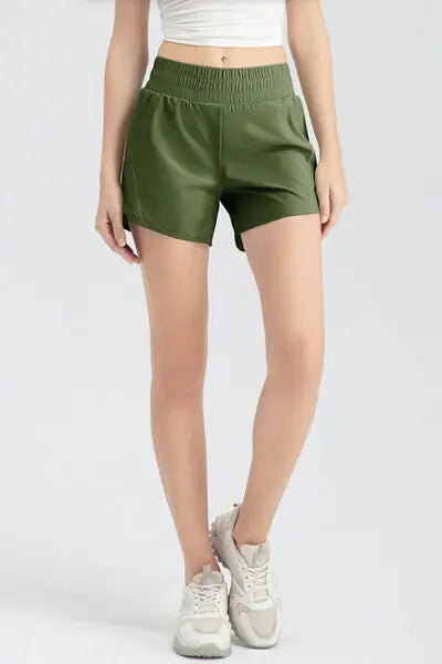 Elastic Waist Active Shorts - Trendsi - Flyclothing LLC