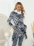 Printed Raglan Sleeve Mock Neck T-Shirt - Trendsi