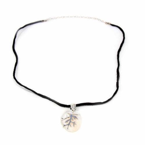 Pendant, Silver Branches on Mother of Pearl - Artisana