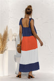 Color Block Tie Shoulder Tiered Sleeveless Dress - Trendsi
