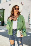 Openwork Pompom Puff Sleeve Cardigan - Trendsi