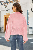 Openwork Pompom Puff Sleeve Cardigan - Trendsi