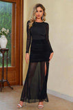 Semi-Sheer Slit Round Neck Dress - Trendsi - Flyclothing LLC