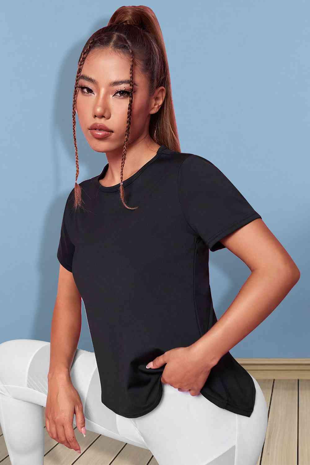 Round Neck Short Sleeve T-Shirt - Trendsi