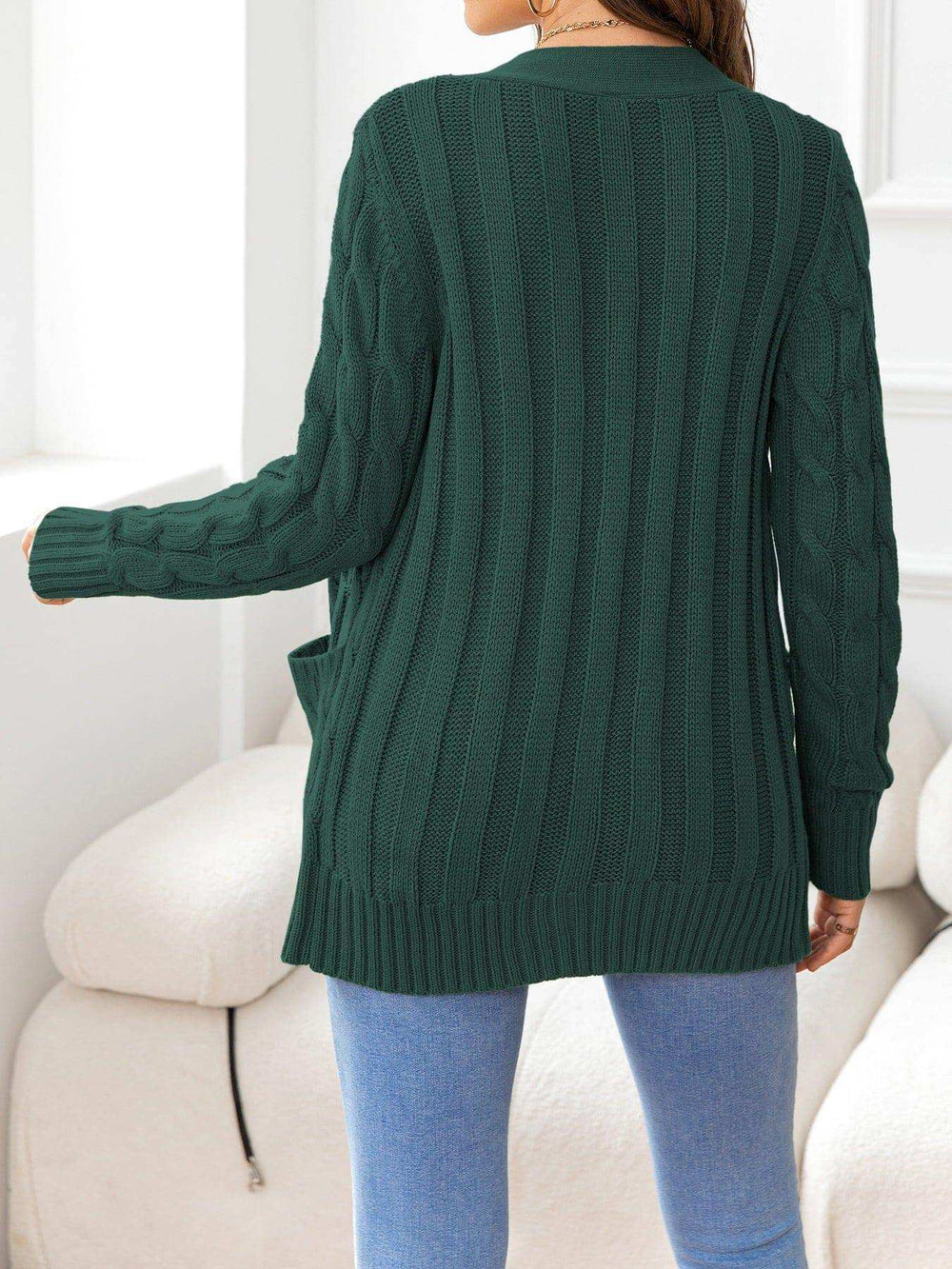 Button Down Cable-Knit Cardigan - Trendsi - Flyclothing LLC