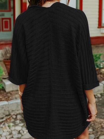 Striped Open Front Knit Cardigan - Trendsi - Flyclothing LLC