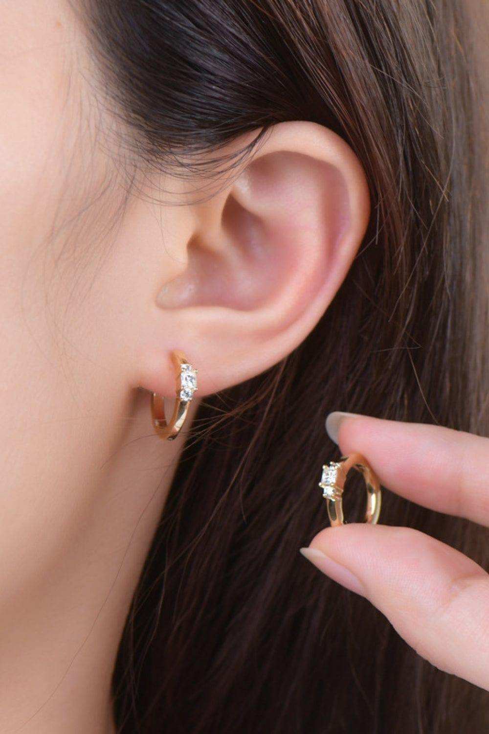 Moissanite 925 Sterling Silver Huggie Earrings - Trendsi - Flyclothing LLC