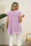 Swiss Dot Round Neck Tiered Blouse - Trendsi - Flyclothing LLC