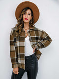 Plaid Button-Down Jacket - Trendsi - Flyclothing LLC