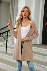 Long Sleeve Open Front Cardigan - Trendsi