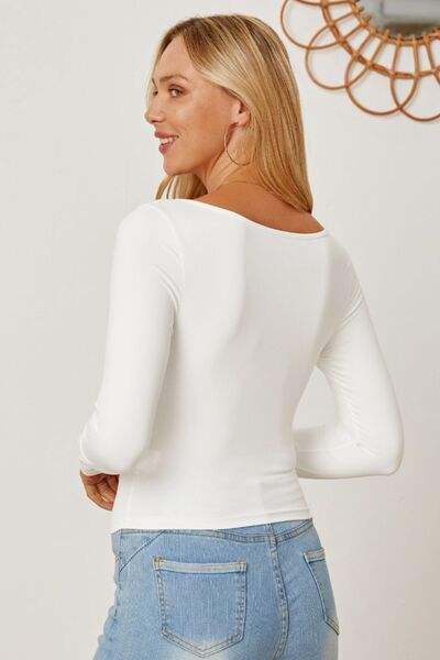 Ruched Long Sleeve T-Shirt - Trendsi - Flyclothing LLC