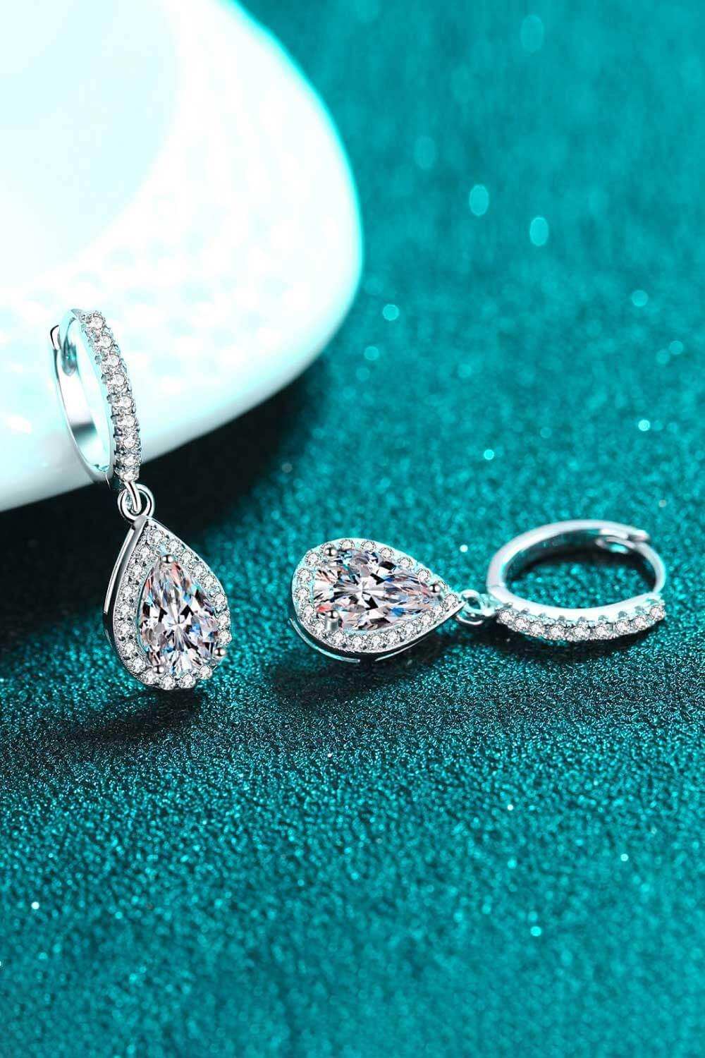 Moissanite Teardrop Earrings - Trendsi - Flyclothing LLC