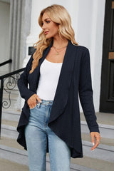 Open Front Long Sleeve Cardigan - Trendsi