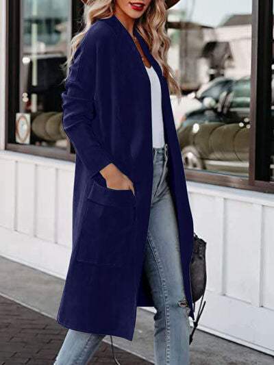 Open Front Dropped Shoulder Outerwear - Trendsi - Flyclothing LLC