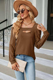 Cold Shoulder Square Neck Cutout Blouse - Trendsi - Flyclothing LLC