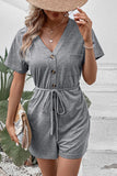 V-Neck Short Sleeve Tied Romper - Flyclothing LLC