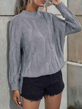 Rib-Knit Mock Neck Sweater - Trendsi