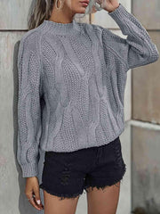 Rib-Knit Mock Neck Sweater - Trendsi