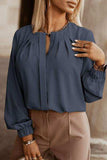 Button Up Round Neck Long Sleeve Shirt - Trendsi - Flyclothing LLC
