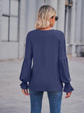 Round Neck Flounce Sleeve Blouse - Trendsi
