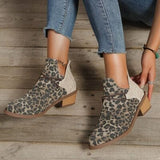 Contrast Canvas Low Heel Boots - Trendsi