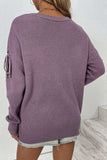 Round Neck Dropped Shoulder Sweater - Trendsi - Flyclothing LLC