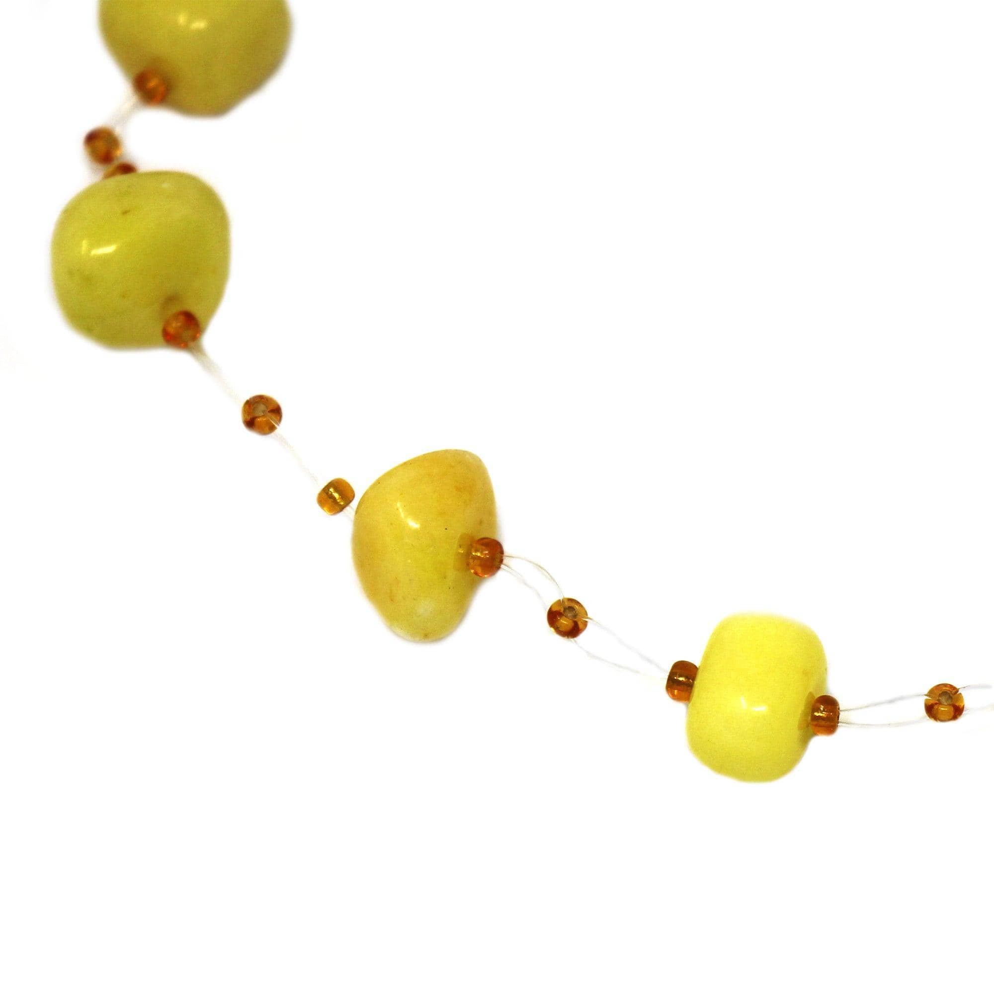 Floating Stone & Maasai Bead Necklace, Yellow - Jedando