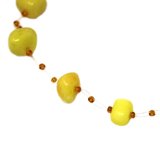 Floating Stone & Maasai Bead Necklace, Yellow - Jedando