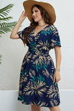 Botanical Print Flutter Sleeve Smocked Waist Dress - Trendsi