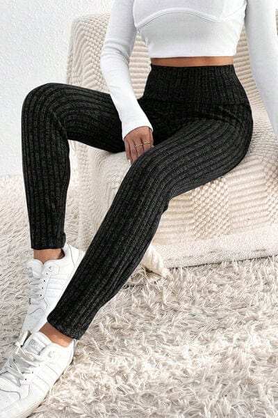 Ribbed High Waist Leggings - Trendsi - Flyclothing LLC